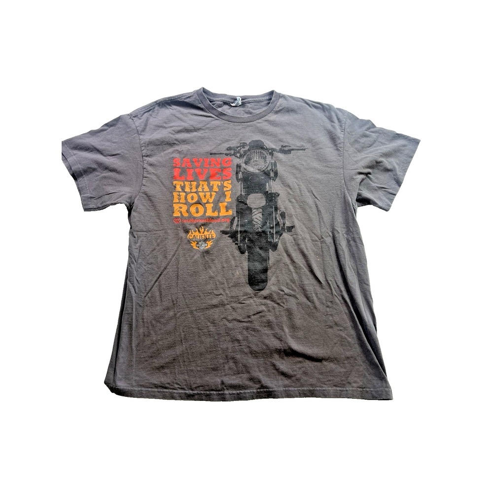 Harley Davidson Saving Lives Thats How We Roll Graphic T-Shirt Mens XL Gray